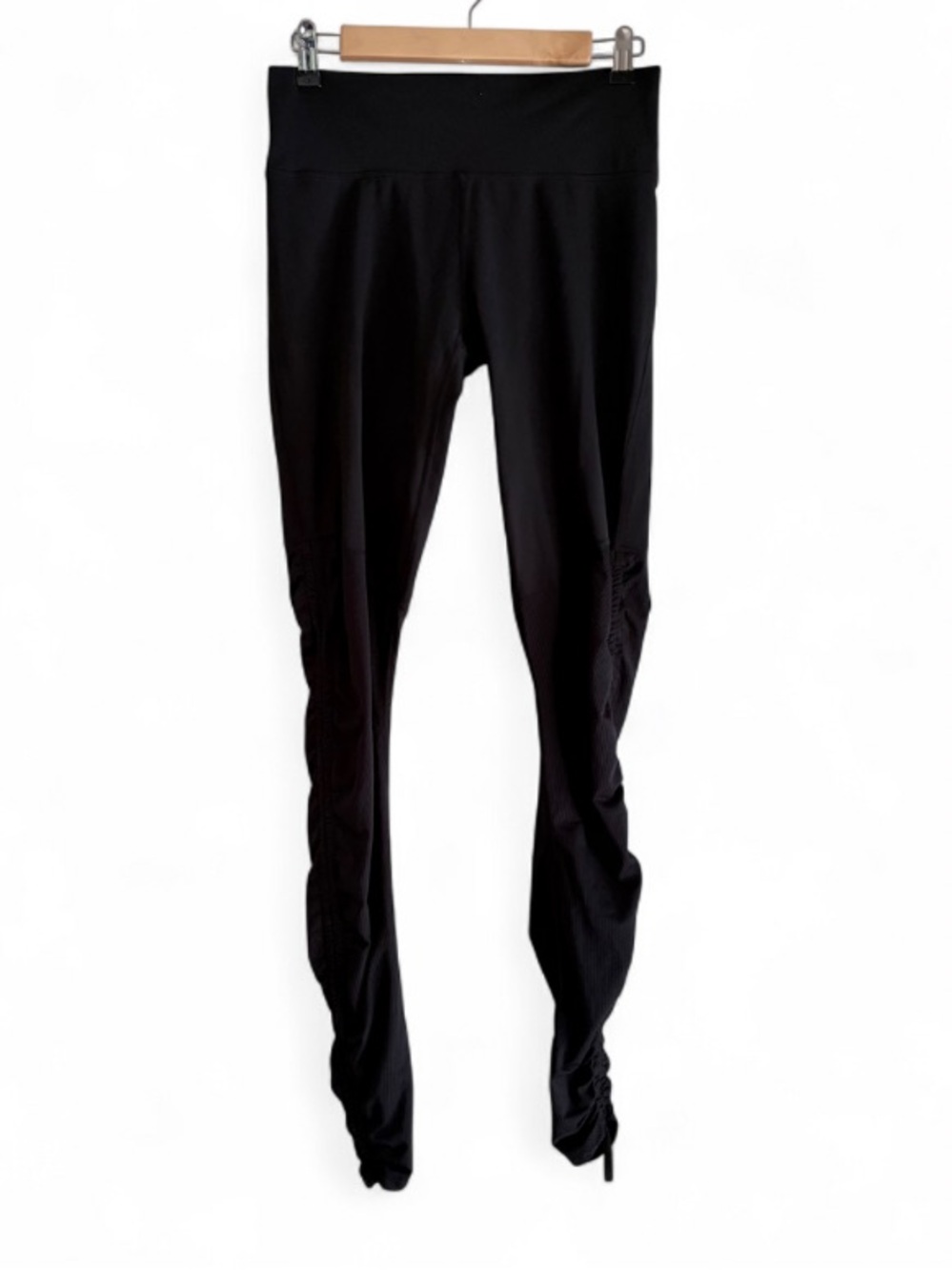 Fabletics Pure Luxe Black Gathered Leg Full Length Leggings Size M